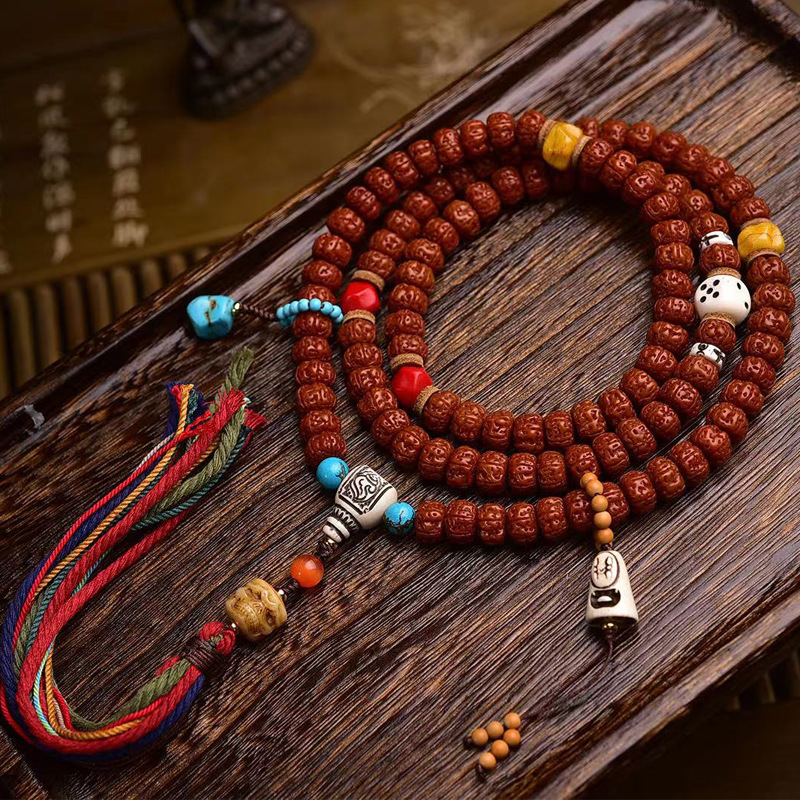 authentic five faced vajra bodhi mala beads, 108 beads prayer necklace