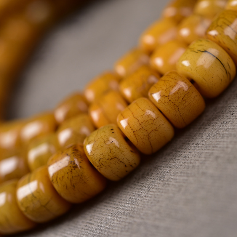 handcrafted tibetan yak bone prayer beads mala – 108 beads, golden patina old material (1) handcrafted tibetan yak bone prayer beads mala – 108 beads, golden patina old material (1)
