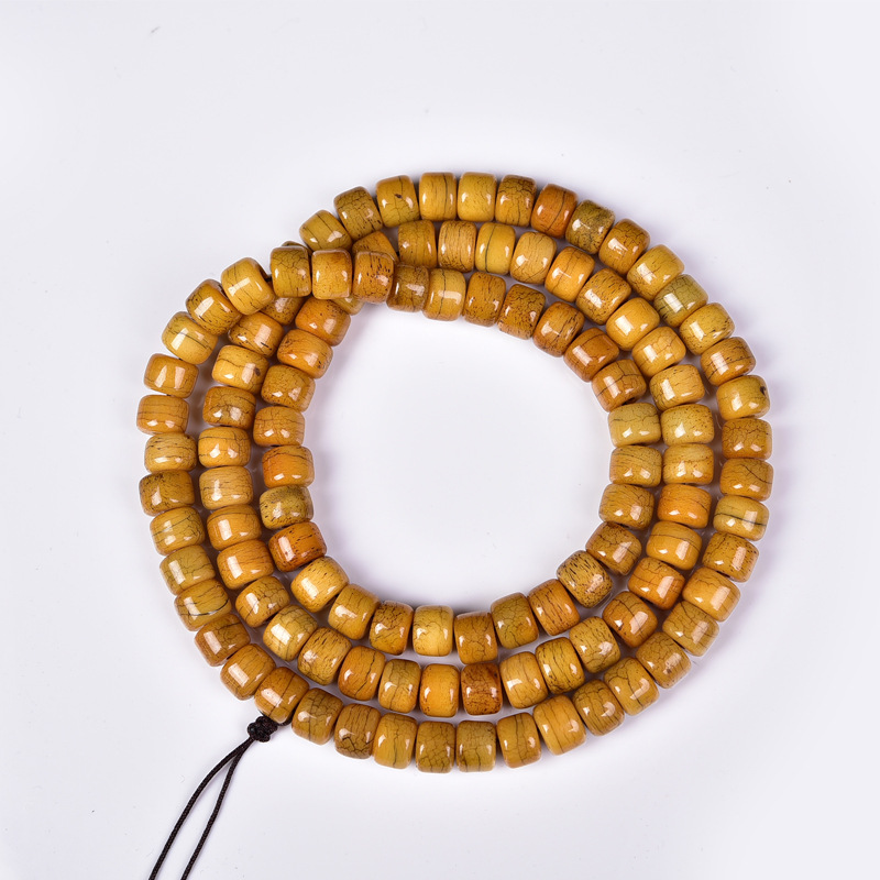handcrafted tibetan yak bone prayer beads mala – 108 beads, golden patina old material (2) handcrafted tibetan yak bone prayer beads mala – 108 beads, golden patina old material (2)
