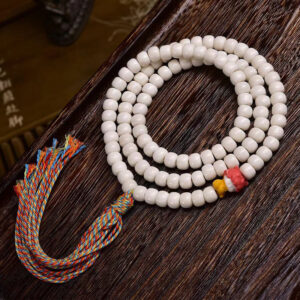 sohvara authentic tibetan 108 yak bone prayer beads mala with deer antler accent (3)